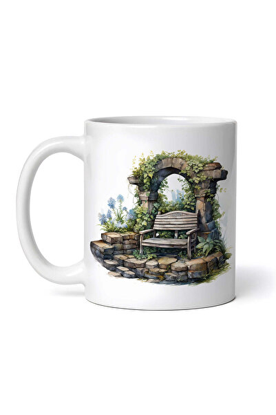 OEM Cană albă personalizată, Bancă cu arc de piatră, Inovatix®. 330 ml