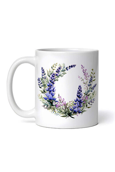 OEM Cană albă personalizată, aranjament floral cu lupin, INOVATIX®. 330ml