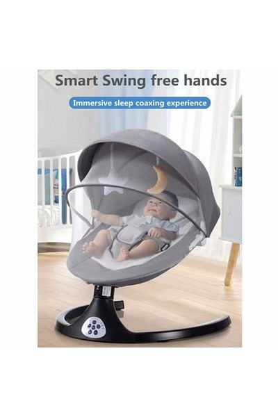 Generic Electric Baby Rocking Chair with Remote Control and Bluetooth, Multifunctional Cradle with Music, Mosquito Net and Toys