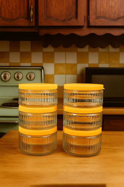 ZURİ DESİGN Set of 6 Airtight Glass Storage Containers - 140 Cc |   Yellow Lid, Leakproof Storage Container Multi-Purpose