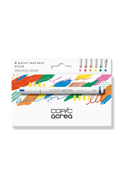 Copic مجموعة Acrea مكونة من 6 أقلام رسم مائية غير شفافة تكتب على أي سطح
