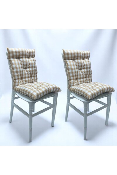 GÜLLÜCE HOME 2'li Pötikare-slikon Elyaf Dolgulu-arkalıklı-yıkanabilir-sandalye Minderi-40 X 87 Cm