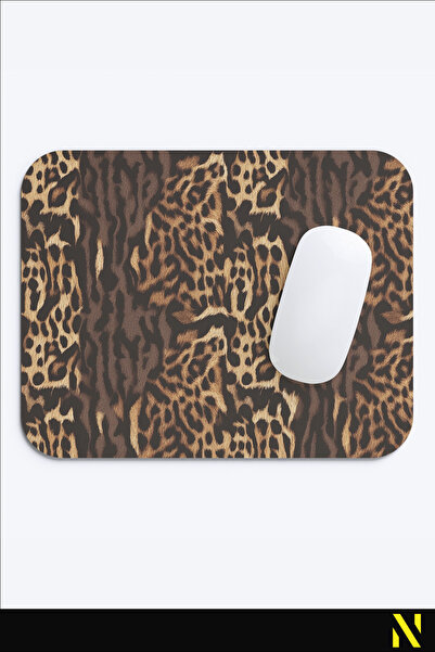 nilizma Leopar Desenli Renkli Ergonomik Mouse Pad Kaymaz Taban Ev ve Ofis Kul...