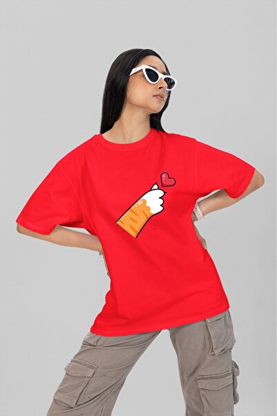 Butik تي شيرت بناتي/نسائي قطن 100% - قلب كوري - تي شيرت مطبوع برقبة دائرية وأ...