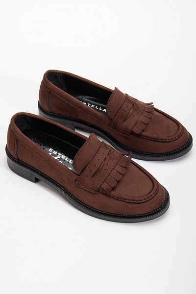 Entella Store Γυναικεία Loafer Tasseled Brown Suede Casual Παπούτσια
