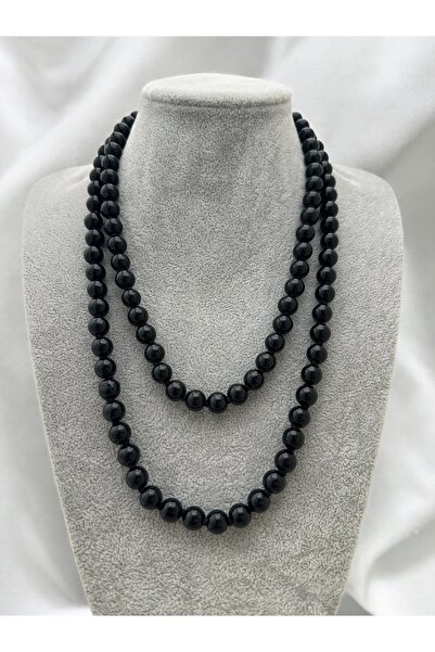 FUYA JEWELLERY Dolamalı Düğüm Detaylı İnci Kolye 120 CM 10 MM