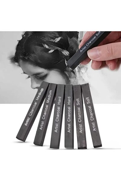 Anoffel Compressed Charcoal Fuser 1 Pack of 6 Black Square Press Charcoal Fuser Flat Drawing Shading Graphite