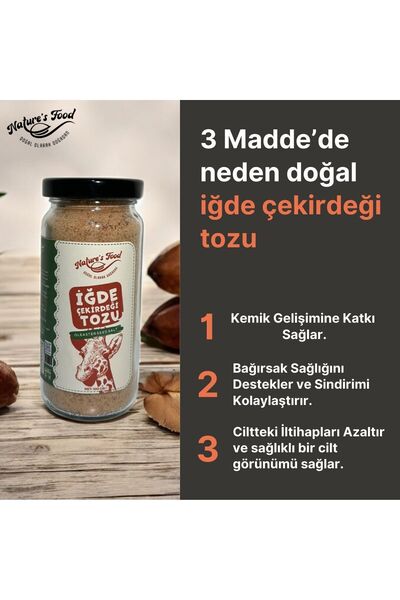 NATURES FOOD İğde Çekirdeği Tozu 2li 200gr Kemik Gelişimi, Lif, Protein, B Vitaminleri, Potasyum Ve Magnezyum