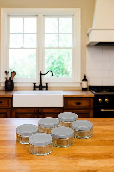 ZURİ DESİGN 6-Piece Airtight Glass Breakfast Set - 140 Cc |   Silver Gray Lid, Leak Proof Storage Container