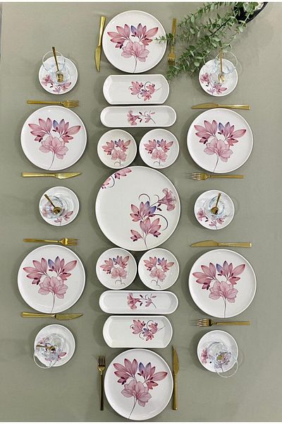 Yiğit Seramik Züccaciye Mira 21 Piece Breakfast Set for 6 People