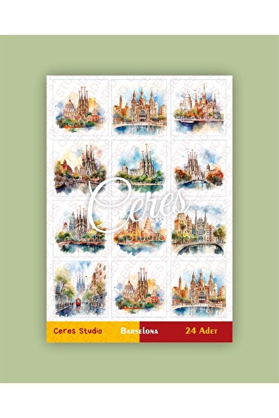 Ceres Studio İspanya Barselona Tema Sticker Set Spain Barcelona 2 Sayfa 24 Ad...
