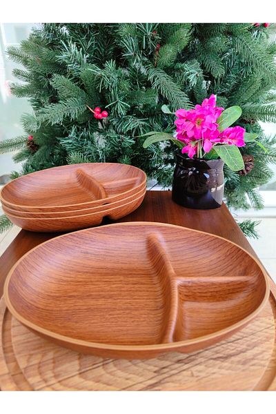 Madame Coco Angers Three Compartment Oval Snack Bowl - 16.6 X 23.7 X 4