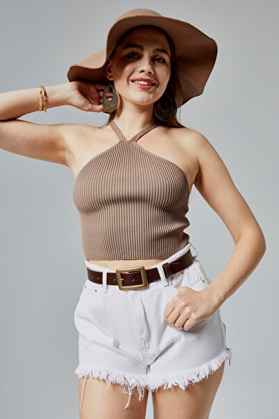 derikem %100 Hakiki Deri Antik Sarı Tokalı Kadın Kemeri 3cm