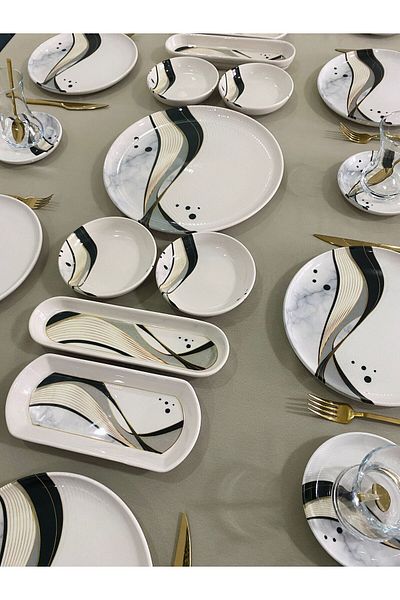 Yiğit Seramik Züccaciye Asorti 21 Piece Breakfast Set for 6 People