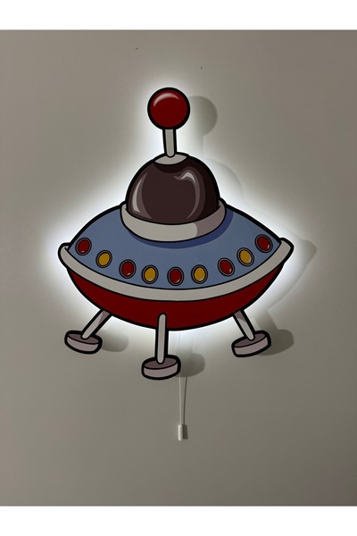 UViolets Decorative Wooden Printed Spaceship Ufo Children's Room Night Light ...