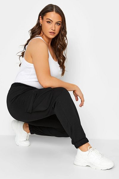 Stil Diva Plus Size Cargo Jogger Pants with Elastic Waist and Pockets143399