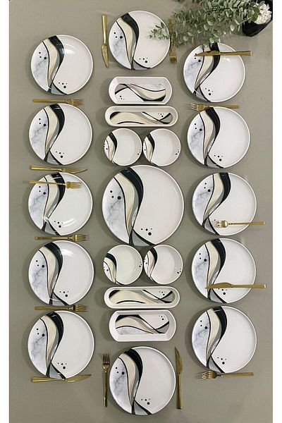 Yiğit Seramik Züccaciye Asorti 21 Piece Breakfast Set for 12 People