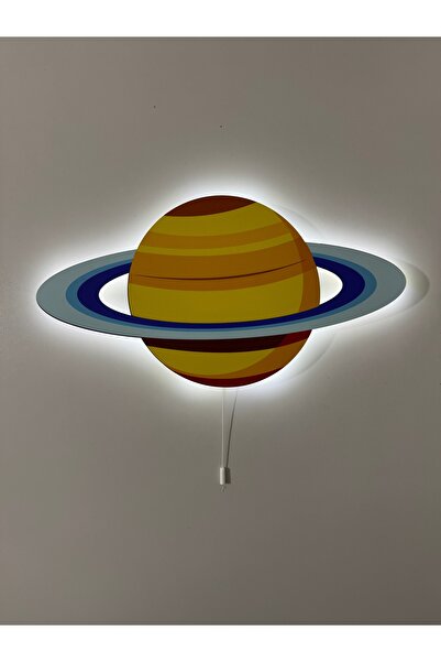 UViolets Dekoratif Ahşap Baskılı Uranüs Çocuk Odası Gece Lambası 42*22