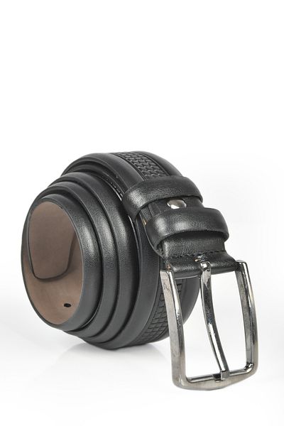 DeepSEA Ανδρική μαύρη ζώνη 3,5 cm με σχέδιο Classic Faux Leather 2402626