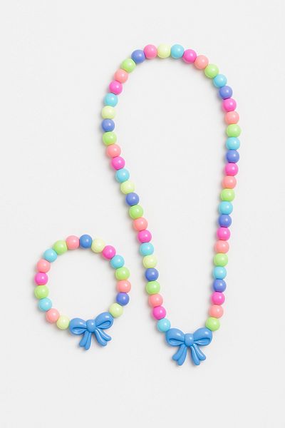 MakeWell Colorful Necklace and Bracelet Set with Bow Design