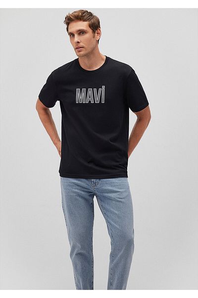 Mavi Logo Printed Black T-Shirt Regular Fit / Normal Cut 066842-900