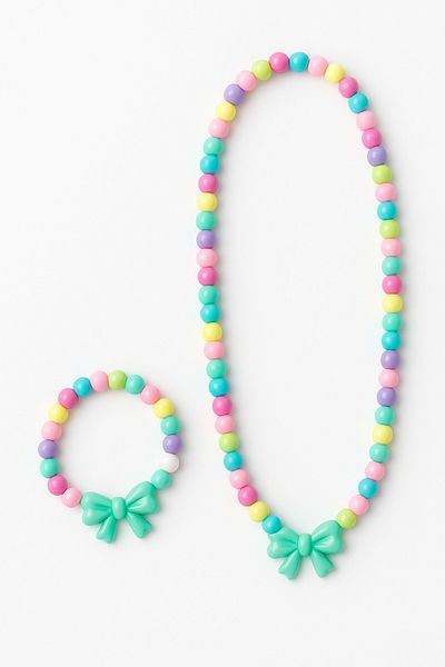 MakeWell Colorful Necklace and Bracelet Set with Bow Design