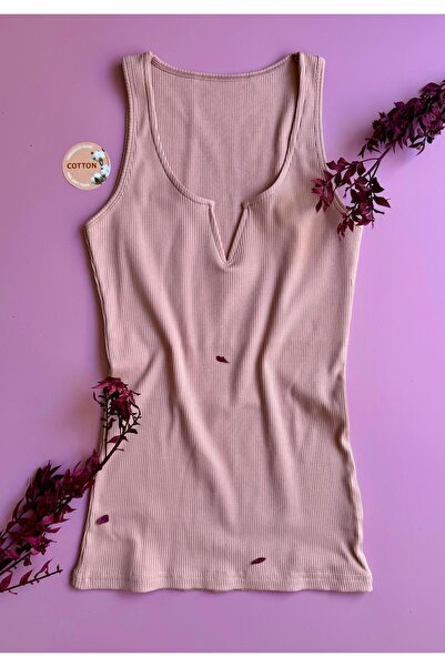 Elosia Luniva 2-Pack Blue and Dusty Rose Women's Tank Top | V-Neck, Cotton, Summer Stylish Ribbed Blouse