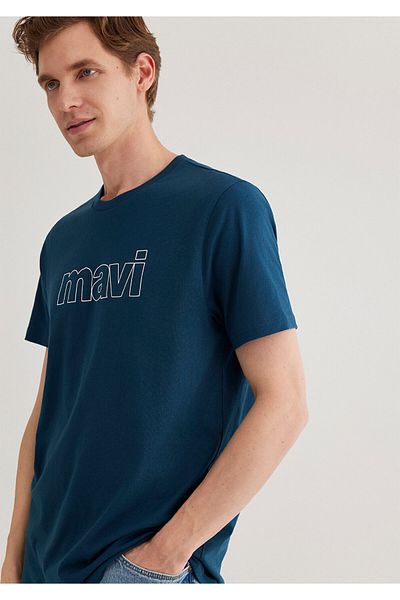 Mavi Marineblaues T-Shirt mit Logo-Print Slim Fit / Slim Fit 065781 -70764