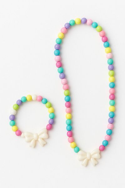 MakeWell Colorful Necklace and Bracelet Set with Bow Design