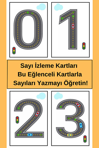 Organik Yolda Sayı İzleme Kartları, Bu Eğlenceli Kartlarla Sayıları Yazmayı Ö...