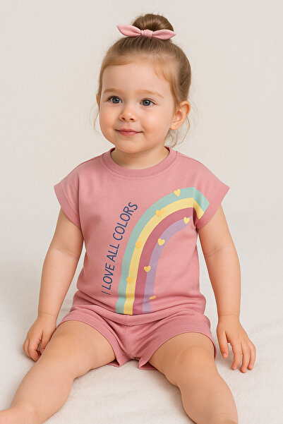 Nimini Kids SUMMER RAINBOW PRINT SHORTS SUIT (2Y,3Y,4Y,5Y)