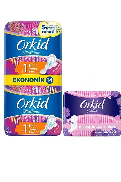 Orkid Platinum Normal (Size 1) 14 Pieces Hygienic Pads + Daily Pads 20 Pieces
