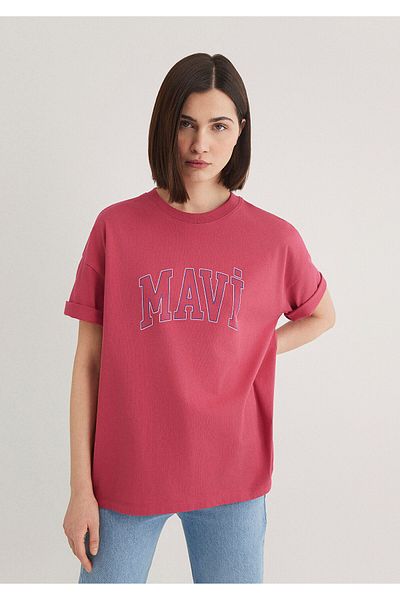 Mavi Rosafarbenes T-Shirt mit Logo-Print, reguläre Passform / normaler Schnitt 1611193-70931