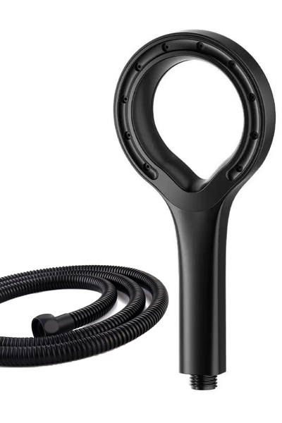 Ahlez Hendek Siyah Tasarruflu Tazyikli El Duşu Ve Siyah Duş Hortumu Duş Seti