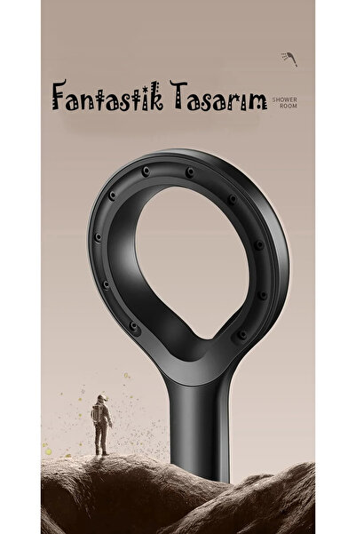 Ahlez Hendek Su Tasarruflu Siyah Turbo Jet Banyo Duş Başlığı El Duşu
