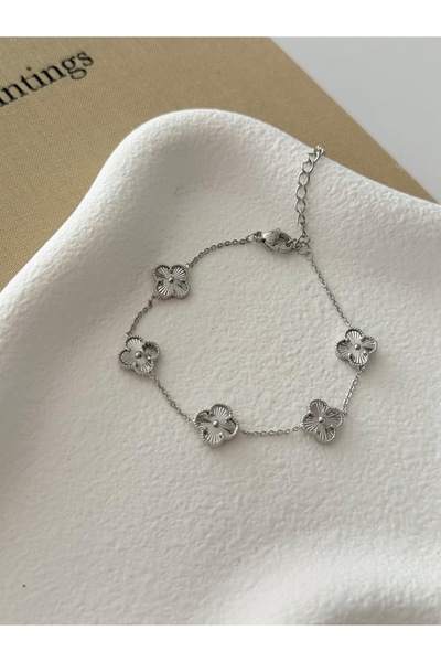 LOVİSA AKSESUAR سوار صغير الحجم من الفولاذ باللون الفضي