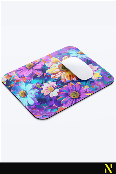 nilizma Цветна ергономична подложка за мишка с флорален мотив и противоплъзгаща повърхност, идеална за използване у дома и в офиса