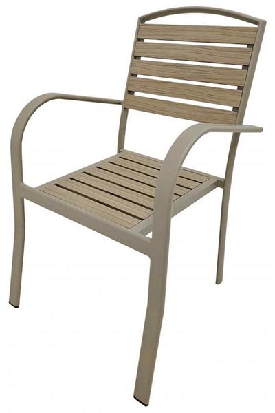 Generic Patio Dining Chairs Outdoor Aluminum Dining Chairs with Faux Wood Slats Black