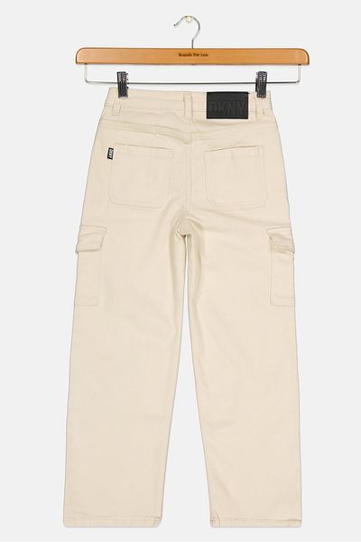 Dkny Kids Girl Solid Cargo Pants, Cream