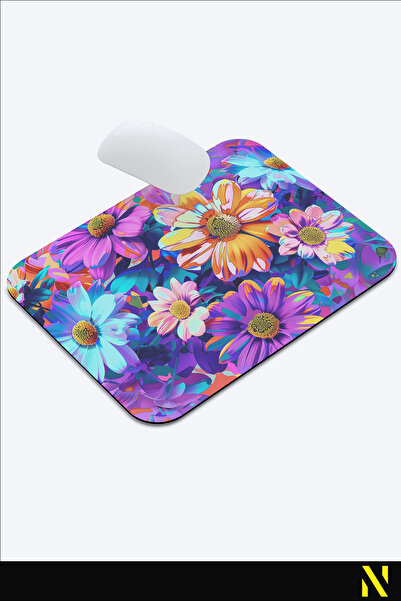 nilizma Цветна ергономична подложка за мишка с флорален мотив и противоплъзгаща повърхност, идеална за използване у дома и в офиса
