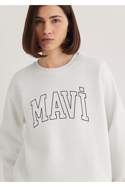 Mavi Weißes Sweatshirt mit Logo-Aufdruck1611192-70057