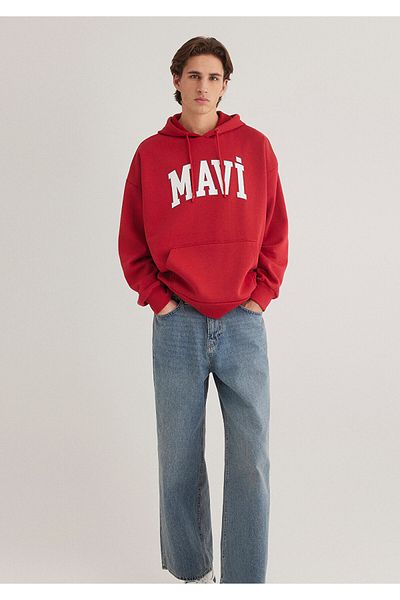 Mavi Logo Printed Hooded Red Sweatshirt067149-86417