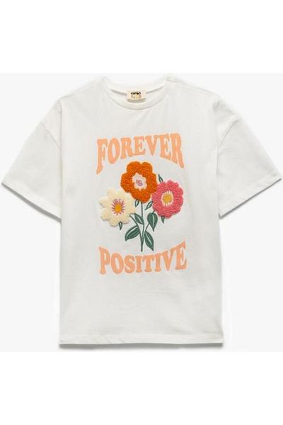 Koton Short Sleeve Crew Neck Cotton Floral T-Shirt