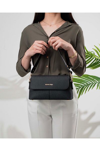 mıchael polo Zippered Women's Handbag Crossbody Bag with Cover Detail