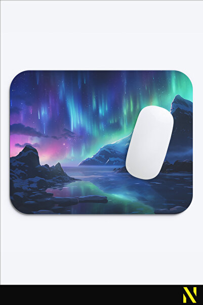 nilizma Εργονομικό Mouse Pad με θέα στα Βόρεια Φώτα, Αντιολισθητική βάση, Χρή...