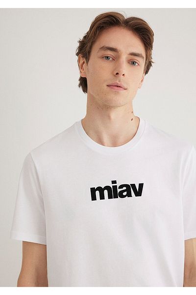 Mavi Schwarzes, weißes T-Shirt mit Miav-Aufdruck, Regular Fit / Regular Fit067153-602