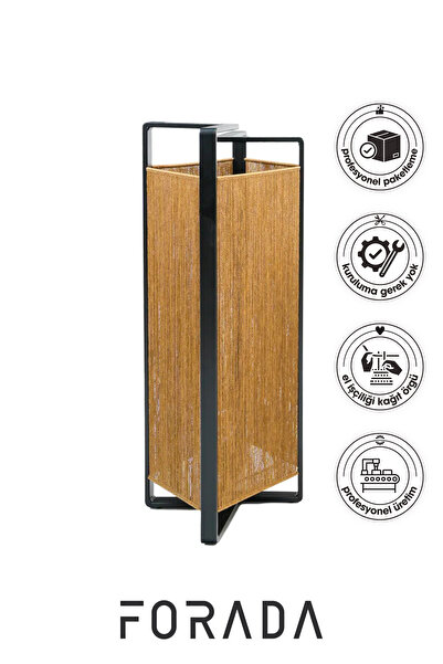 Forada Home & Style Dekoratif Kağıt İp Örgü Metal Yer Lambası