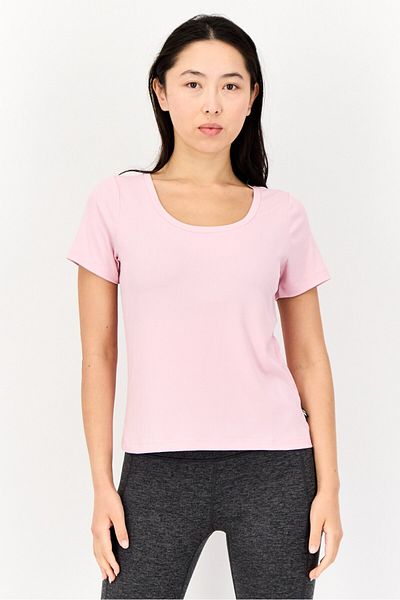 SKECHERS Women Sportswear Fit Short Sleeves Training T-shirt, Pink