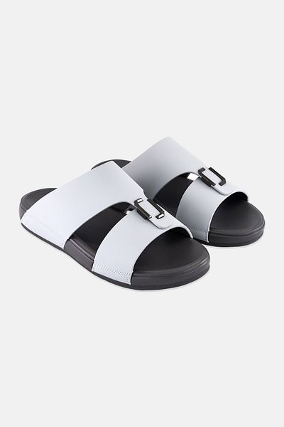 Algspar Men 2 Strap Slip On Arabic Sandals, Light Grey