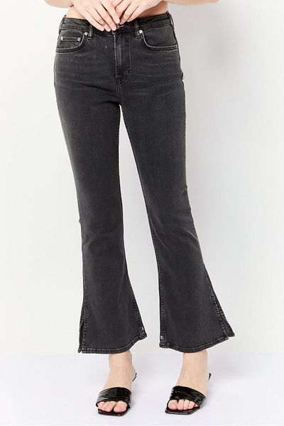 Scotch & Soda Women Regular Fit Washed Stretchable Flare Jeans, Grey